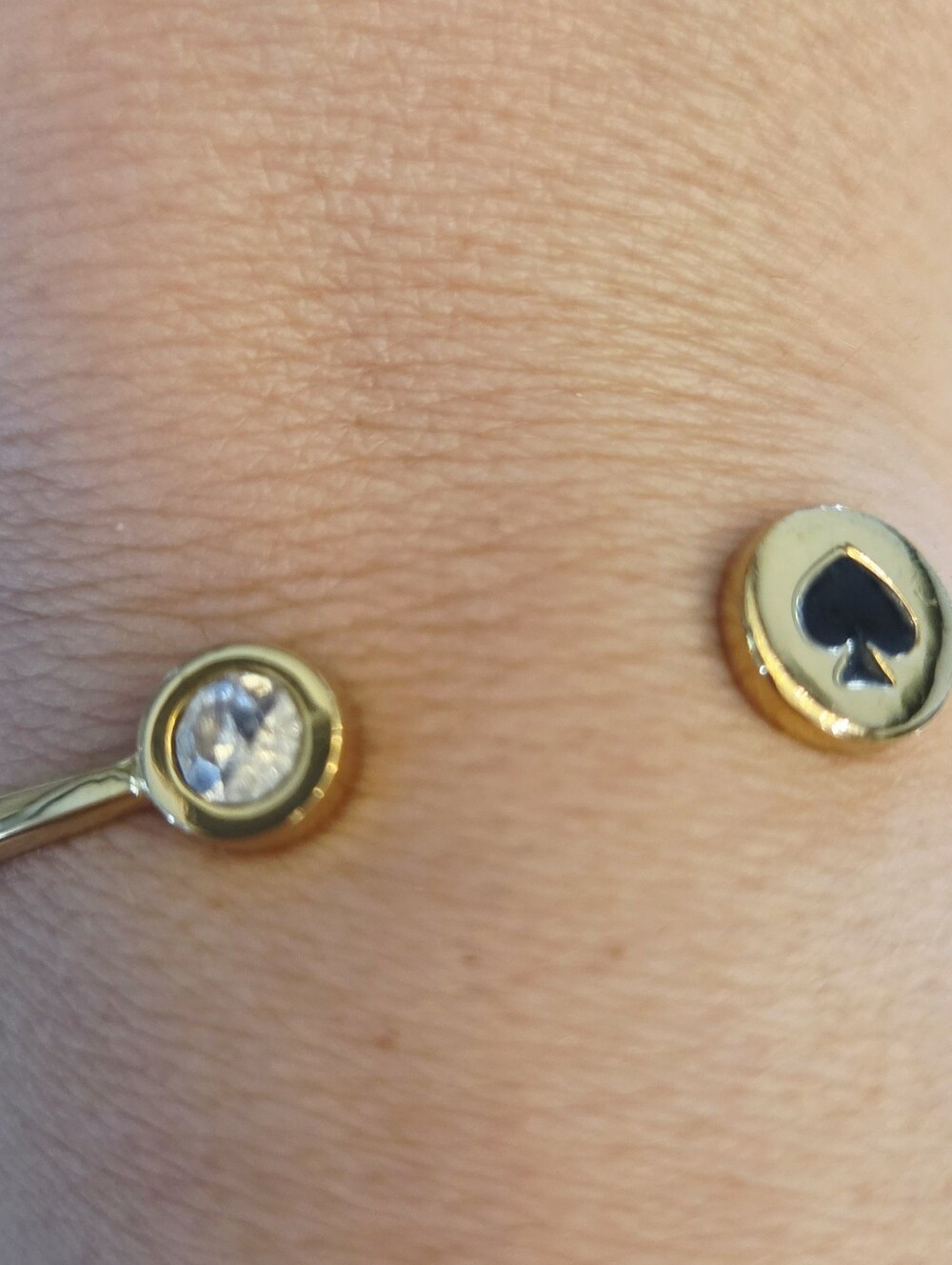 kate spade Gold Open Cuff Bracelet with Clear Crystal and Black Spade